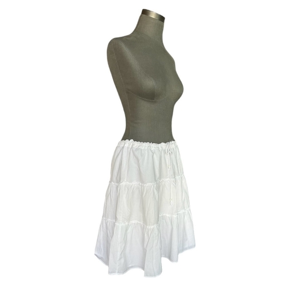 Merona Women’s White Cotton Tiered Midi Skirt Ruffled Knee-Length Size M - Picture 3 of 9